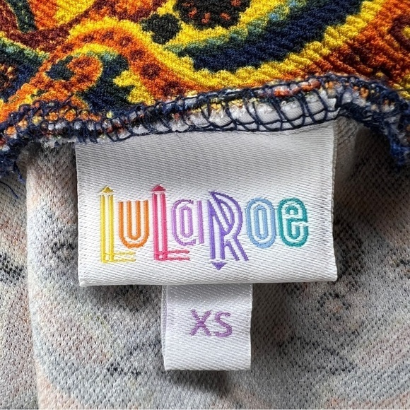 XS LULAROE COLORFUL PENCIL STRETCH PULL ON FLORAL PAISLEY - Picture 9 of 10